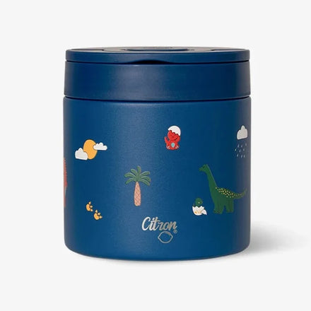Citron RVS Thermo Food Jar 350 ml met Blue Dino print bij De Gele Flamingo
