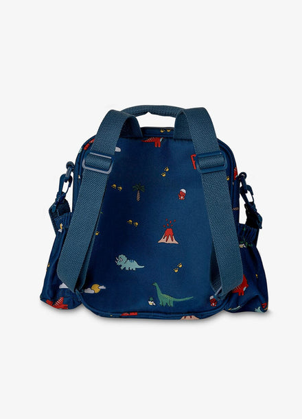 Citron lunchtas Blue Dino met rugbanden om als rugzak te dragen, De Gele Flamingo