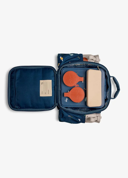 Citron lunchtas Blue Dino met afneembare gewatteerde schouderband, De Gele Flamingo