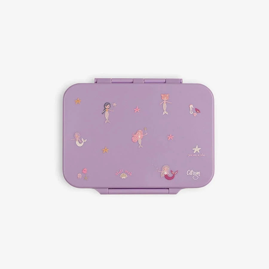 Citron Tritan brooddoos met Mermaid print en vier vakjes bij De Gele Flamingo