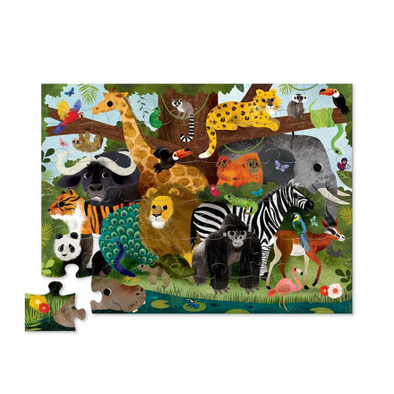Jungle Friends puzzel van Crocodile Creek, 45,7 x 61 cm met gevormde bewaardoos, De Gele Flamingo