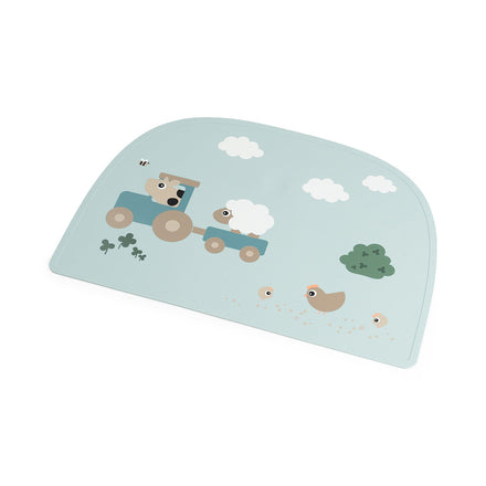 Done By Deer Silicone Placemat | Tiny Farm Blue
