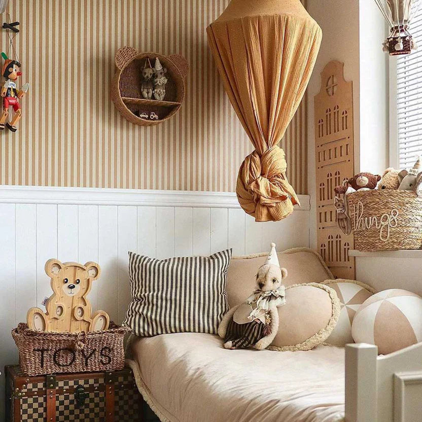 Dekornik Behang Simple Vintage Stripes Beige Brown