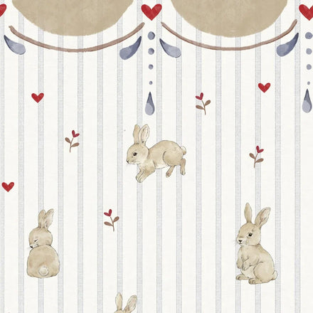 Dekornik Behang Rabbit Hearts With Ornaments