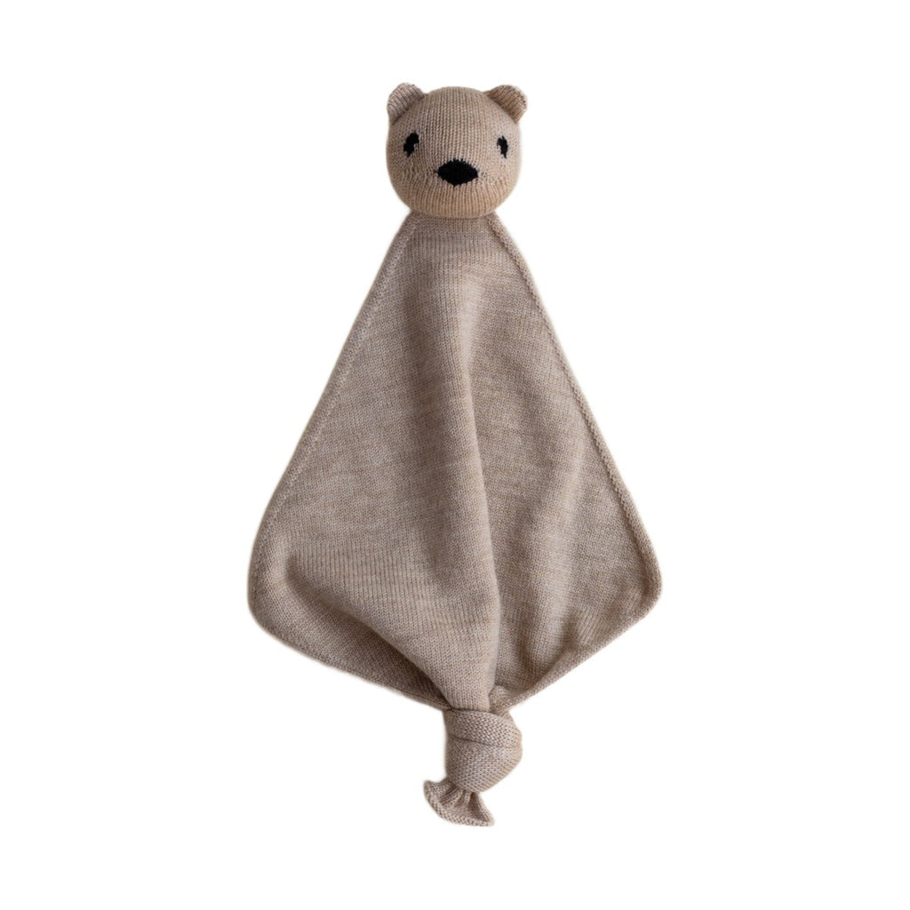 Hvid Teddy Tokki Knuffeldoekje Sand op witte achtergrond