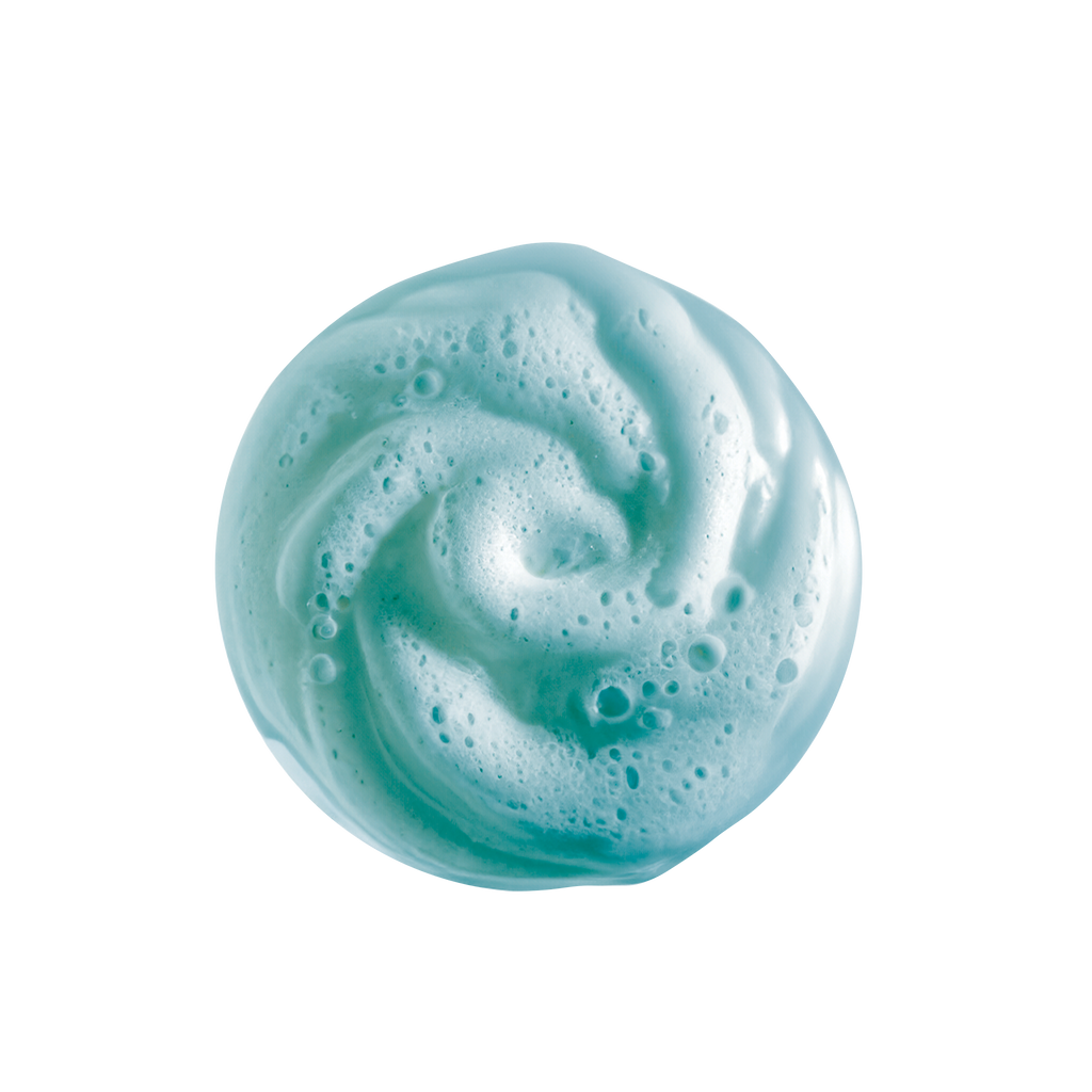 Textuur van het turquoise Inuwet doucheschuim donut