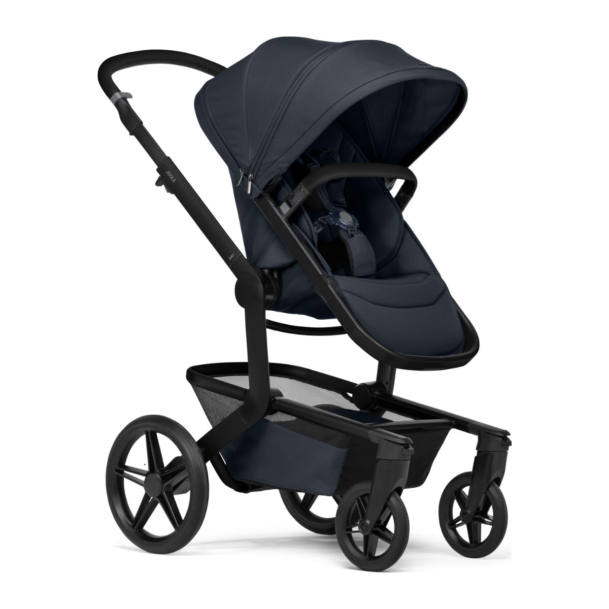 Joolz Kinderwagen Day5 Complete Set Dark Navy Blue, zijaanzicht met de reiswieg