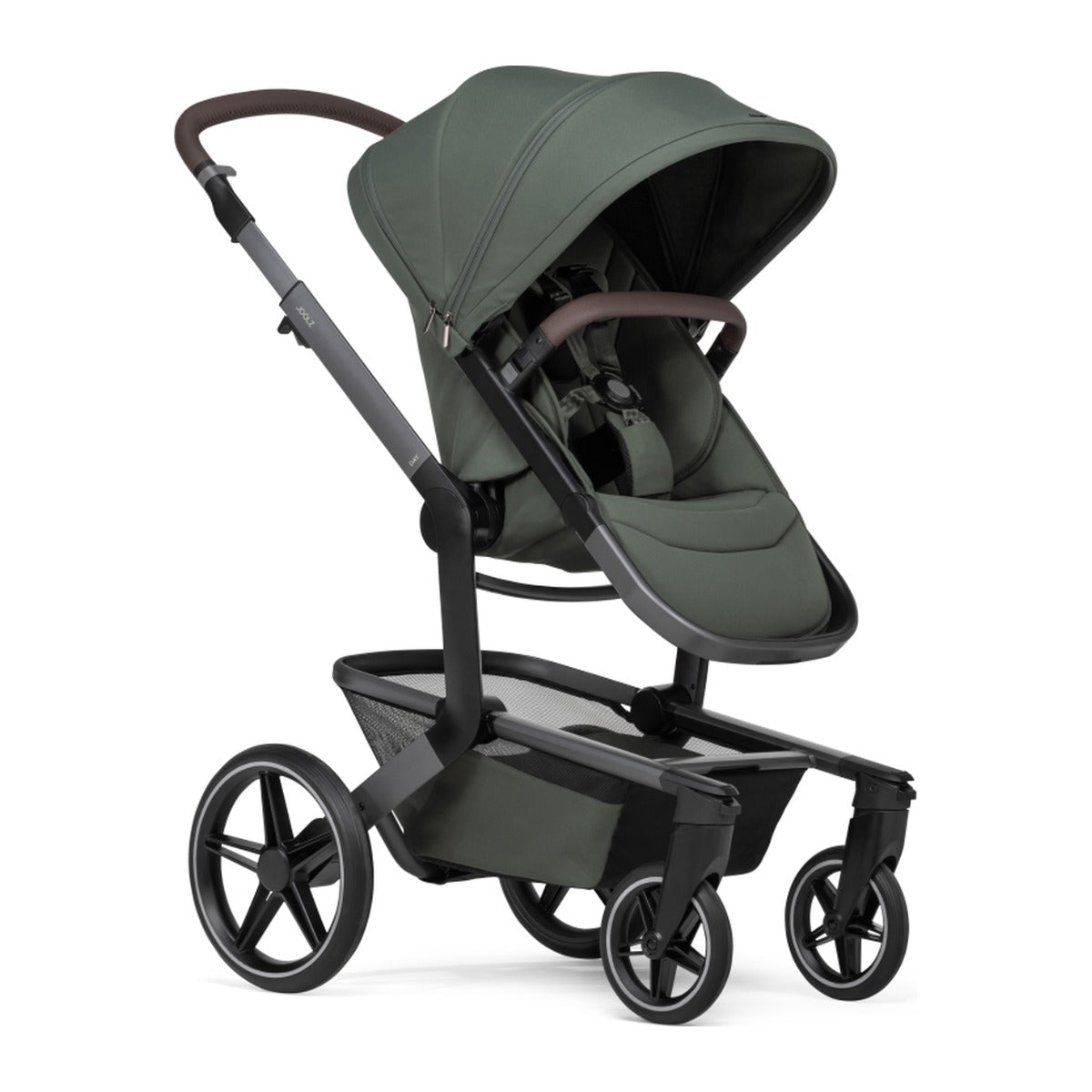 Joolz Kinderwagen Day5 Complete Set Forest Green, zijaanzicht met de reiswieg