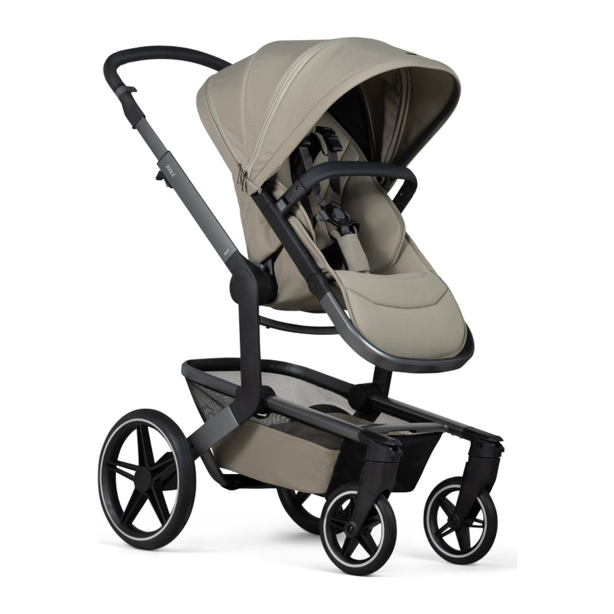 Joolz Kinderwagen Day5 Complete Set Sage Green, zijaanzicht met de reiswieg
