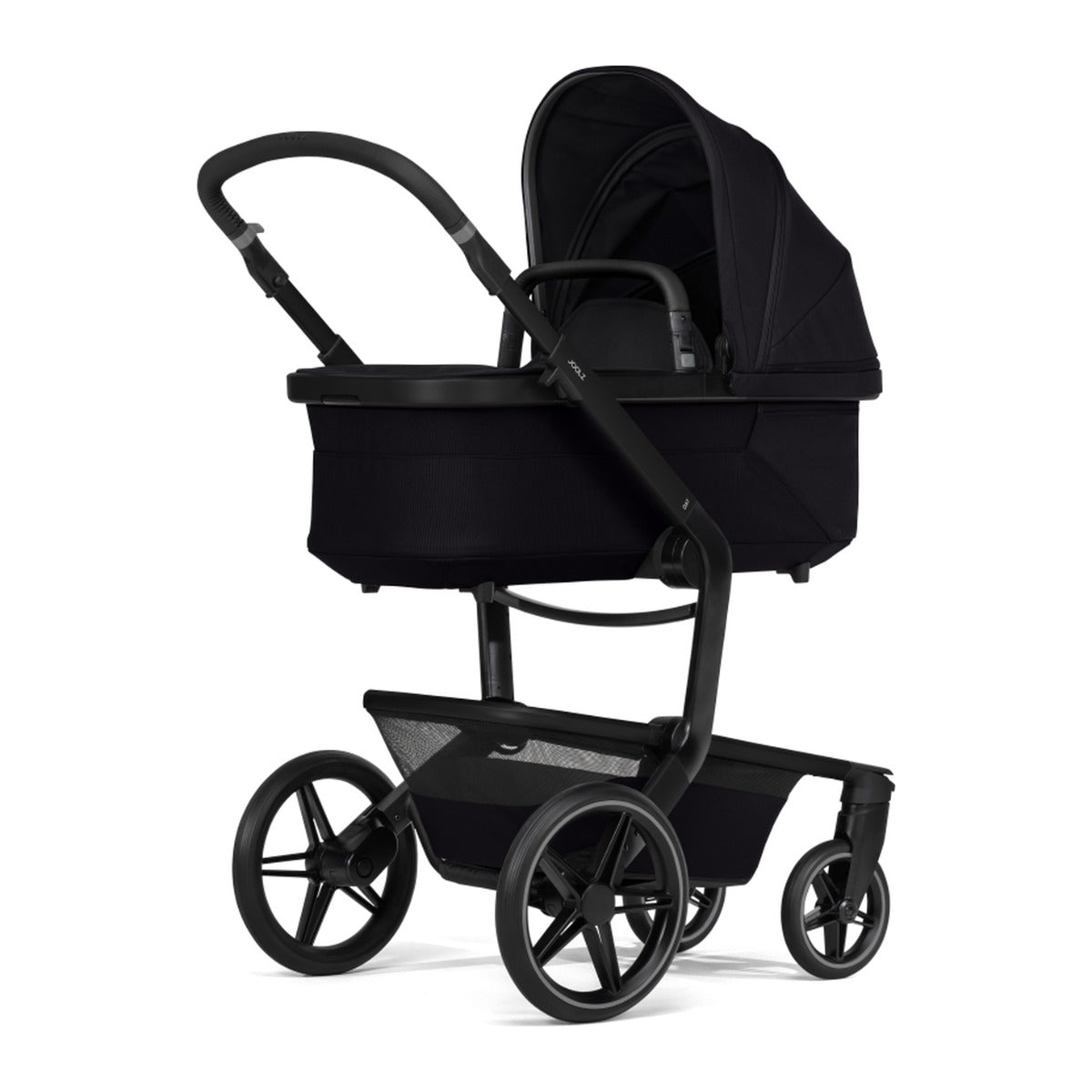Joolz Kinderwagen Day5 Complete Set Space Black, zijaanzicht met de reiswieg