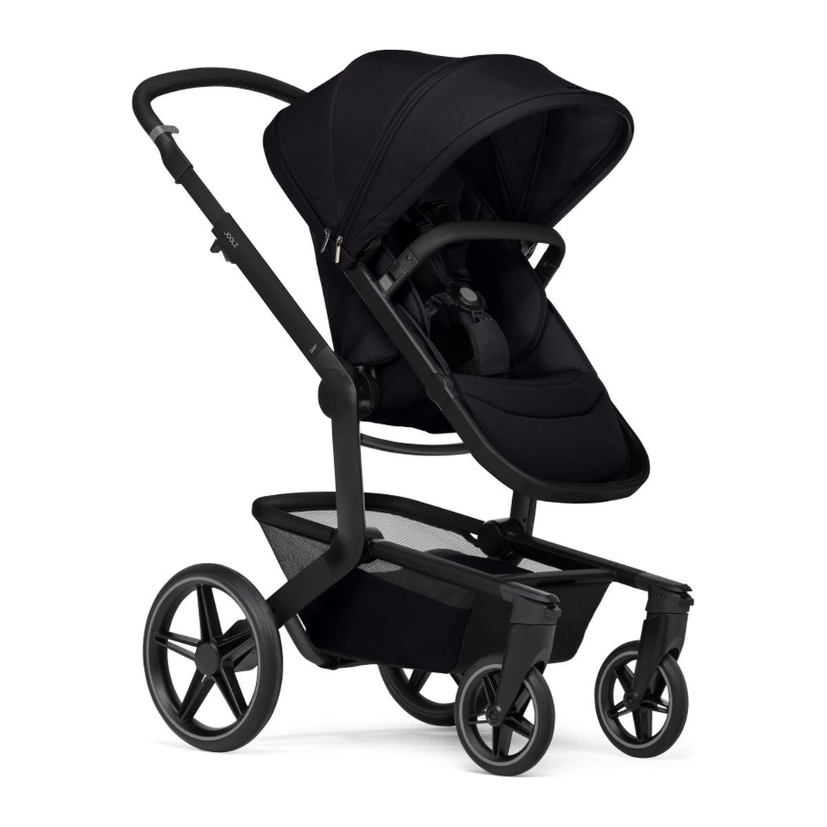 Joolz Kinderwagen Day5 Complete Set Space Black, zijaanzicht met de reiswieg