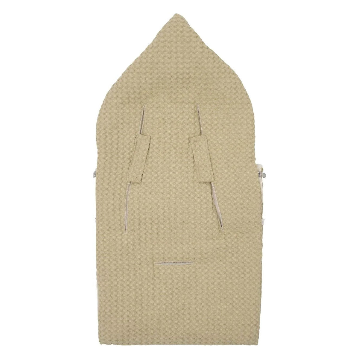 Koeka Voetenzak Wafel/Teddy Oslo in olive, open met teddyvoering op witte achtergrond