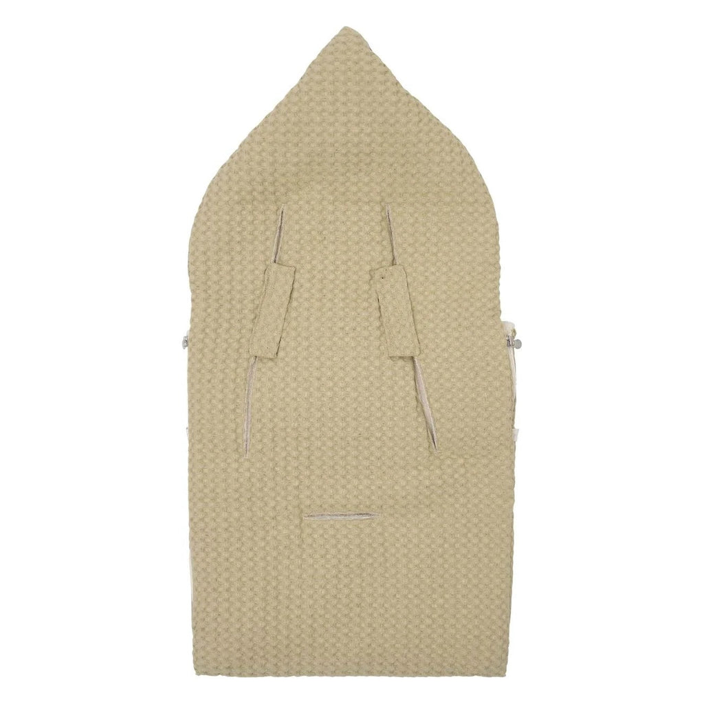 Koeka Voetenzak Wafel/Teddy Oslo in olive, achterkant met gordelopeningen op witte achtergrond
