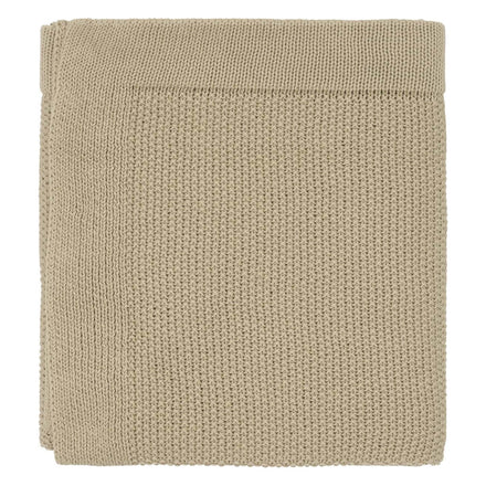 Koeka Wiegdeken Lisbon in olive, detail van het breisel op witte achtergrond