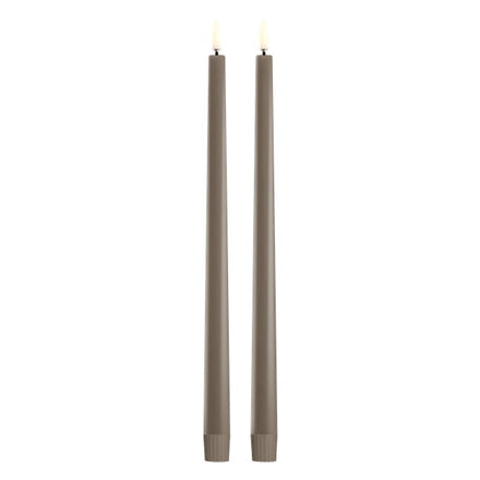 Uyuni LED dinerkaarsen Classic Taper Sandstone, set van twee op witte achtergrond