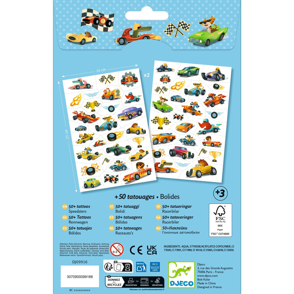 Djeco Set 50 Tattoos | Raceauto's