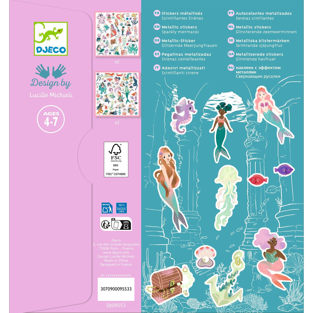 Djeco Stickerset 160 Stickers | Glinsterende Zeemeerminnen