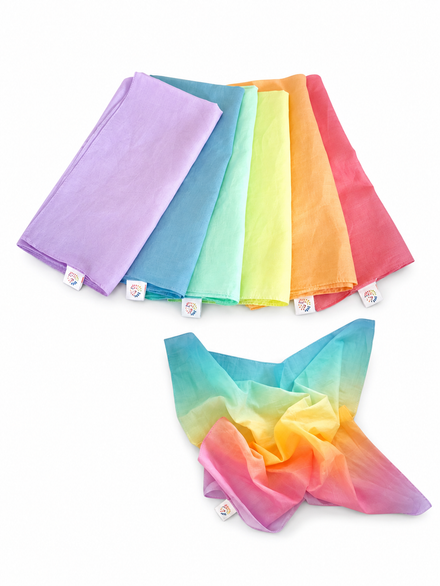 Pit & Play set 6 speeldoeken pastel met gratis grote speeldoek Pastel Fade
