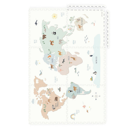 Play & Go EEVAA 2-In-1 Speeltapijt Puzzelmat & Opbergbox | Wereldkaart Kleur 120x180cm