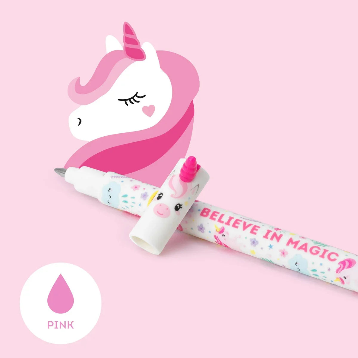 Legami uitwisbare gelpen Unicorn met roze inkt en een fijne schrijfpunt van 0,7 mm