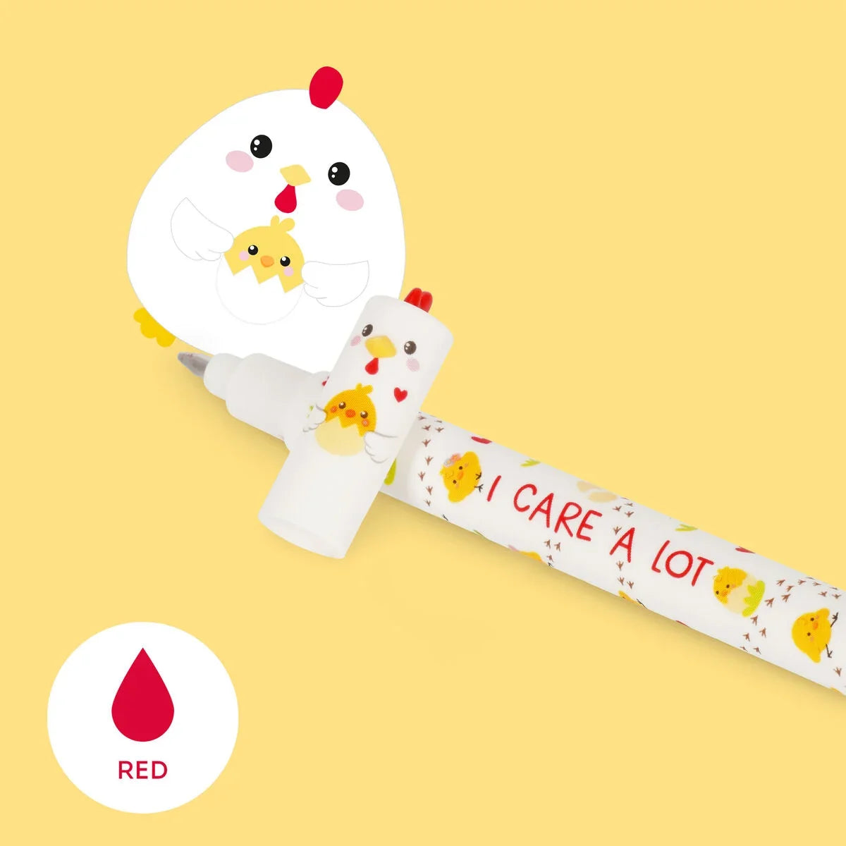 Legami uitwisbare gelpen Hen met rode gelinkt en een fijne schrijfpunt van 0,7 mm