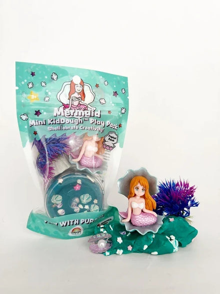 Mini klei speelset Zeemeermin van Earth Grown KidDoughs, geurt naar Tropical Punch, De Gele Flamingo.