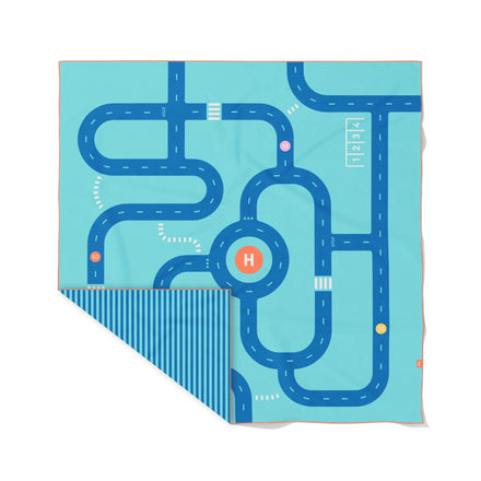 Quut Play Towel Strandhanddoek Extra Large | On The Road Blauw 180x180 cm