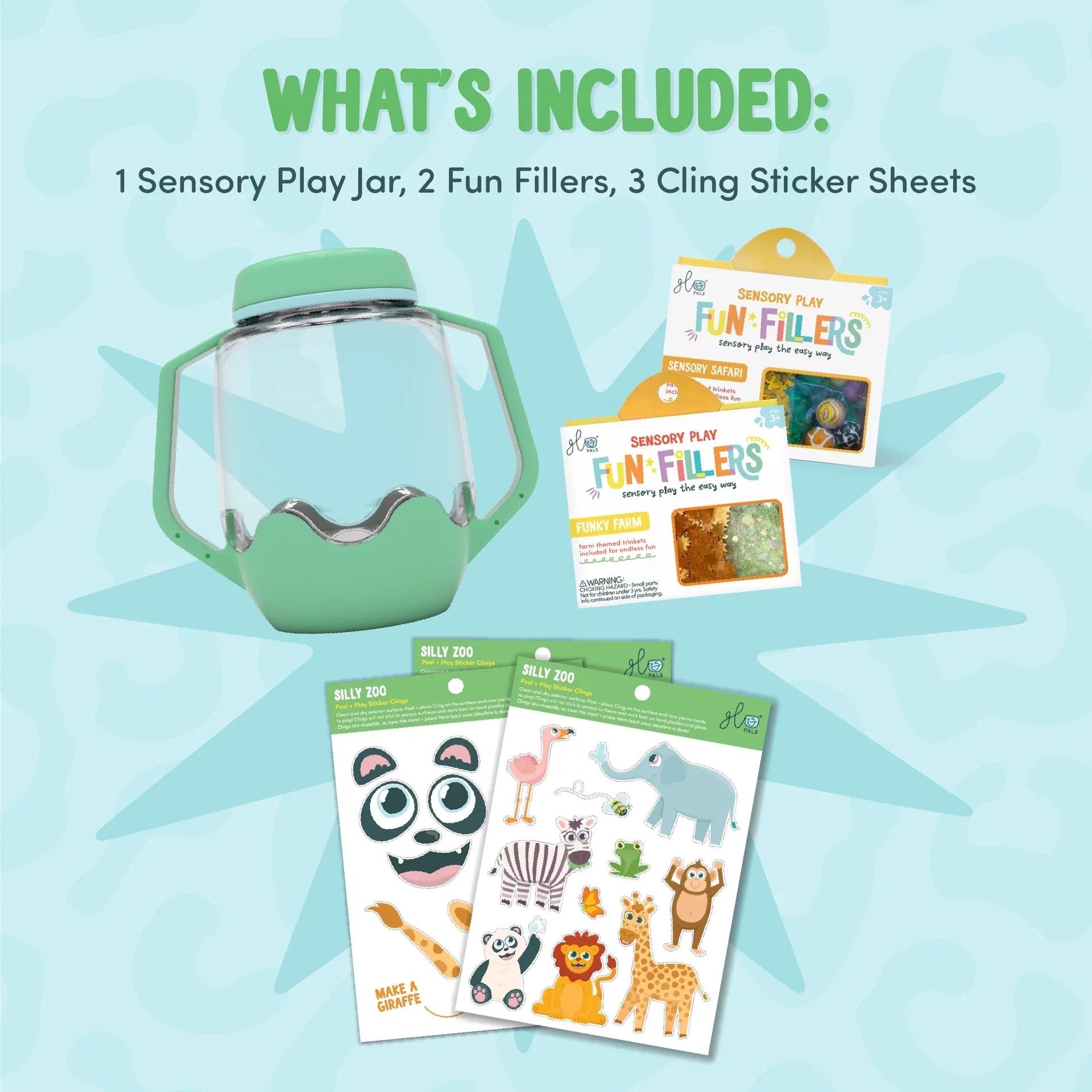 Glo Pals Sensorische Play Jar + Fun-Fillers | Zoo
