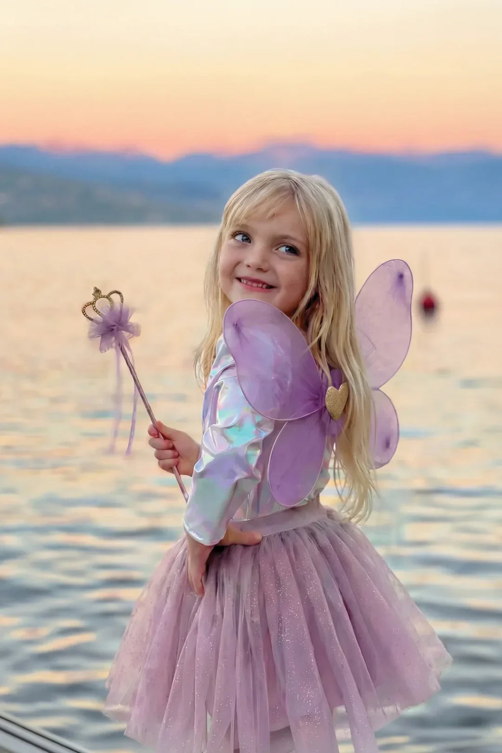 Great Pretenders Royal Fairy Princess tule rok met vleugels en toverstaf paars