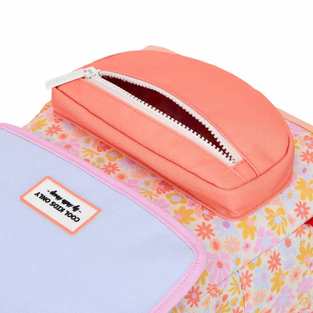 Hello Hossy rugzak Retro Flowers 2-5Y, voorvak met ritssluiting