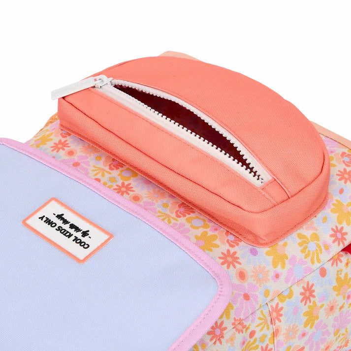 Hello Hossy rugzak Retro Flowers 2-5Y, voorvak met ritssluiting