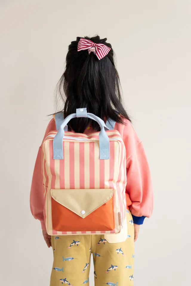 Sticky Lemon Rugzakje Medium | Envelope Stripes Coral Pink + Sandy Yellow