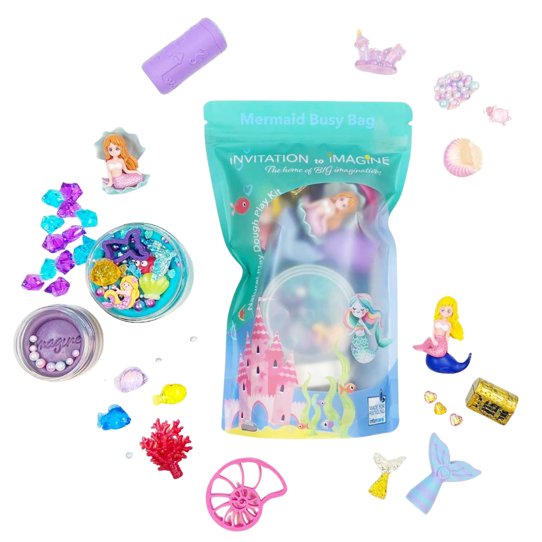 Invitation to Imagine Busy Bag Mermaid, sensorische speelkit met speeldeeg en thema-accessoires bij De Gele Flamingo