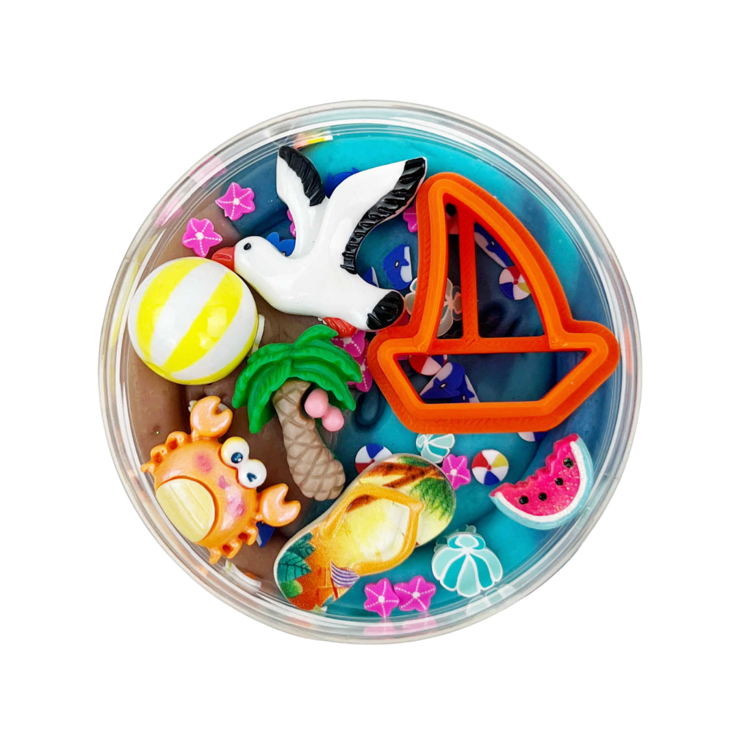 Invitation to Imagine speeldeeg Build a Beach Surprise Pot, sensorisch kneeddeeg met natuurlijke ingredienten bij De Gele Flamingo