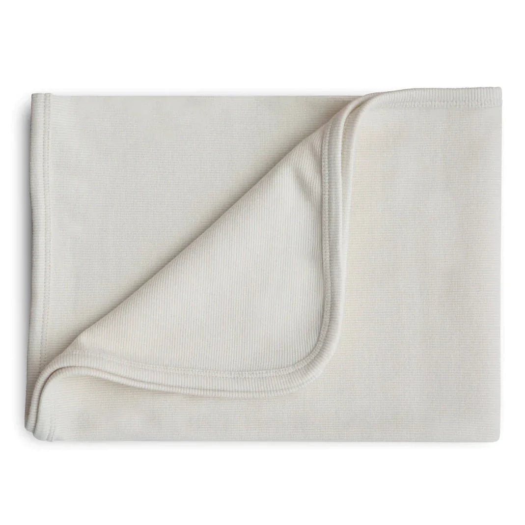 Mushie Ribbed Baby Blanket Deken 89x89cm | Ivory