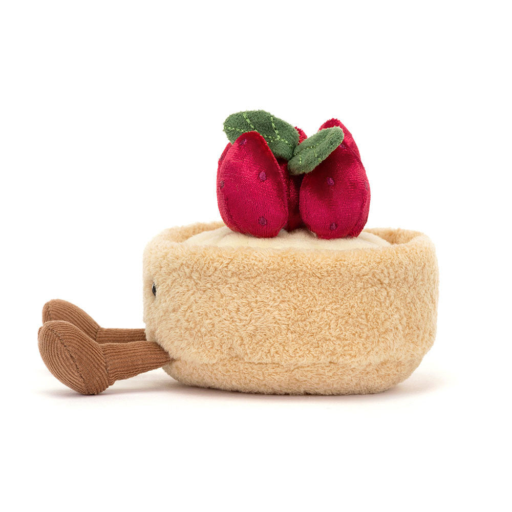 Jellycat Amuseables Fleurette Tarte Aux Fraises, zijaanzicht met pootjes