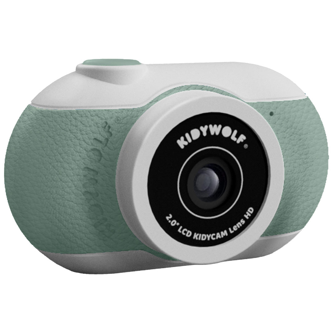 Kidywolf Kidycam Go minicamera groen, vooraanzicht met lens