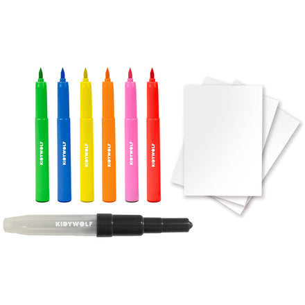 Kidywolf Kidydraw Kit Creatieve Set 6 Blaaspennen, detailfoto van de set