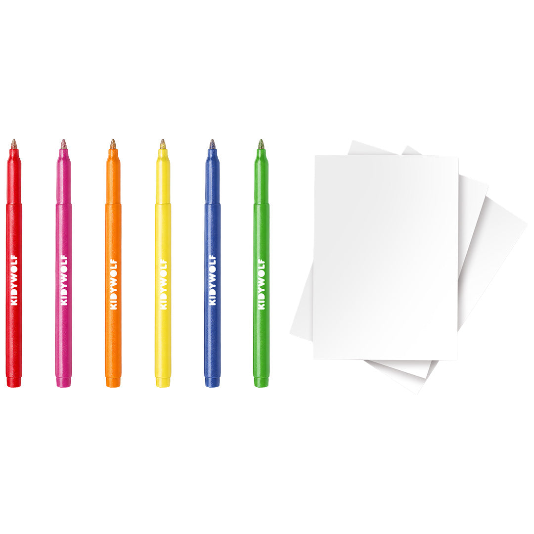 Kidywolf Kidydraw Kit glitterstiften, close-up van een roze glitterstift