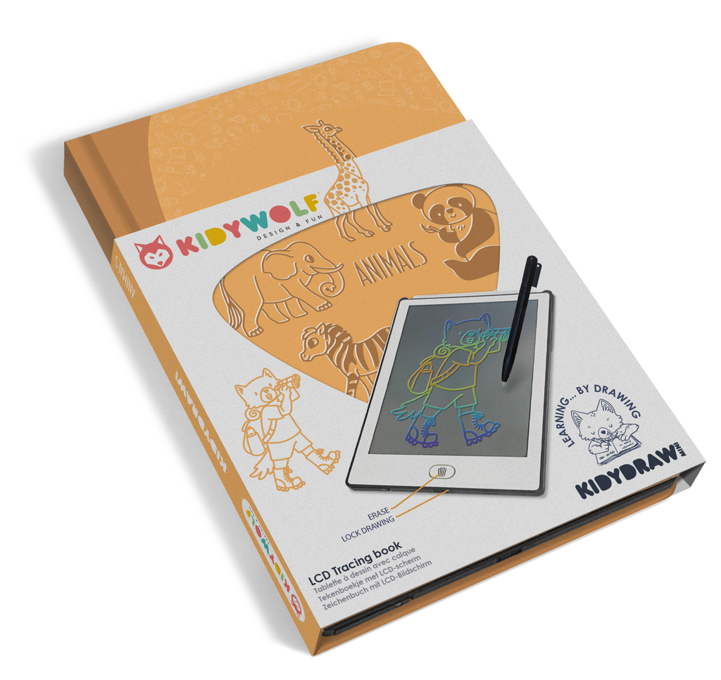 Kidywolf Kidydraw-Mini Tablet 30 Tekeningen | Tekenbord 30 Dieren