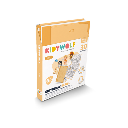 Kidywolf Kidydraw Pad Navulling 30 Tekeningen Pets, de verpakkingshoes