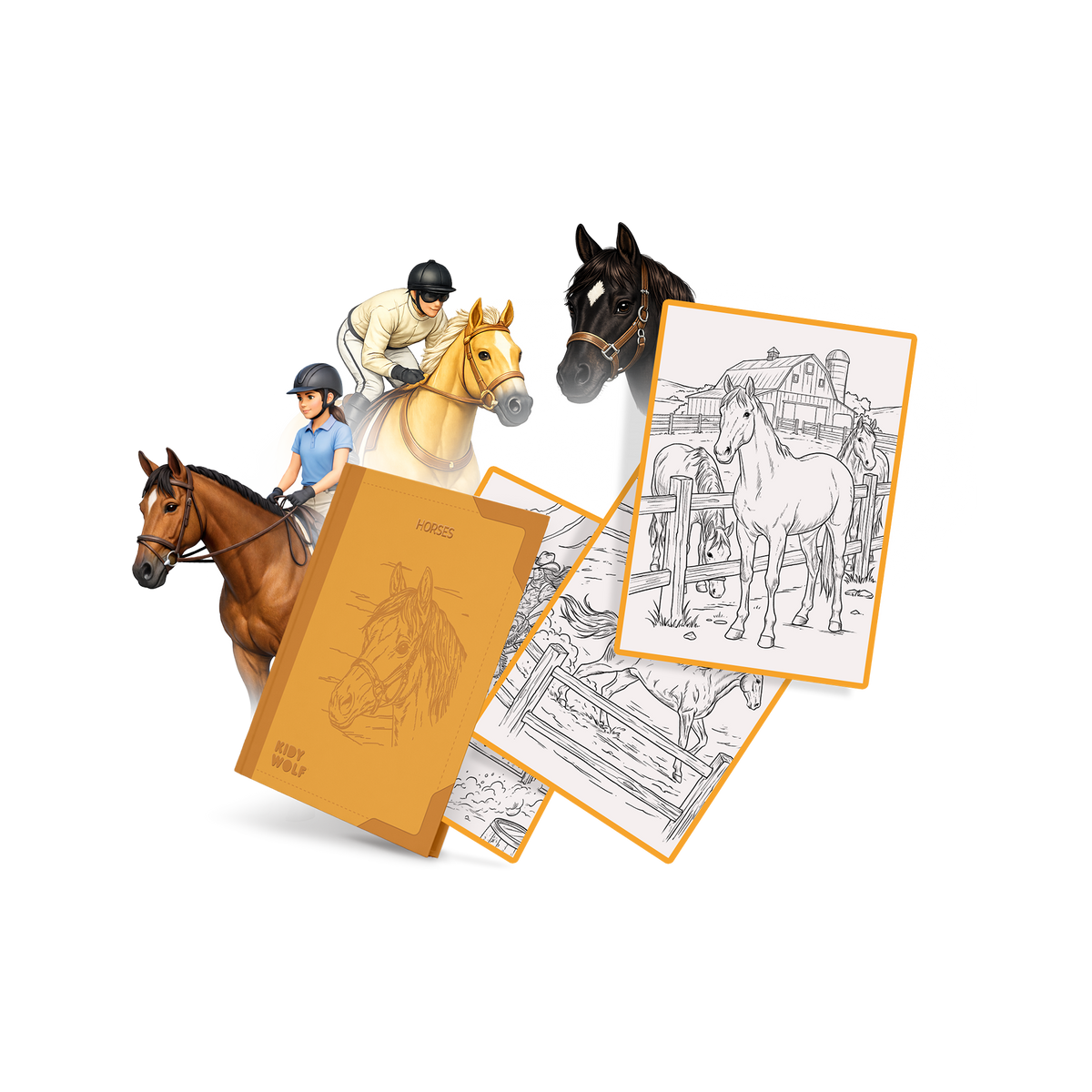 Kidywolf Kidydraw Pad navulling Horses, gesloten oranje map