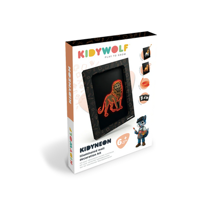 Kidywolf Kidyneon Light-Up Wall Art Craft Kit | Animals