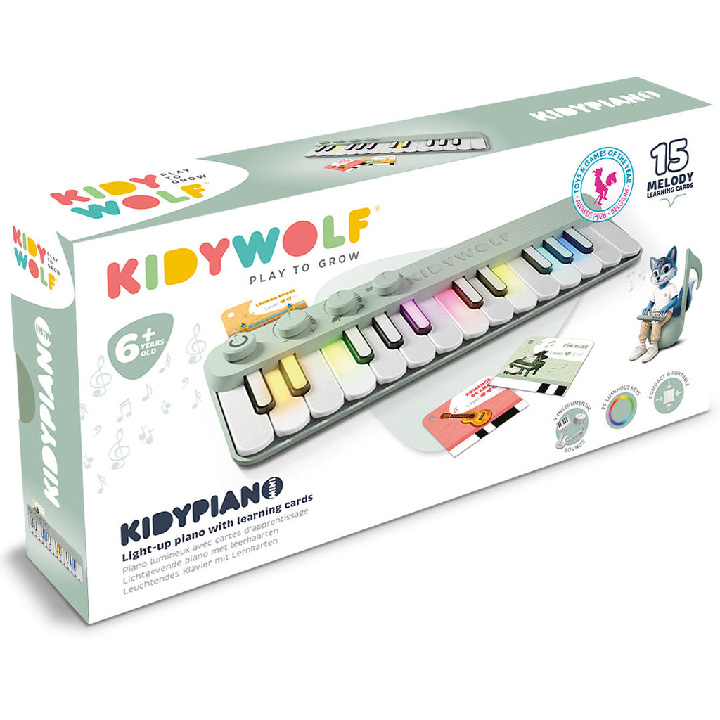 Kidywolf Kidypiano Mini Piano Met Verlichte Toetsen Groen, de verpakking