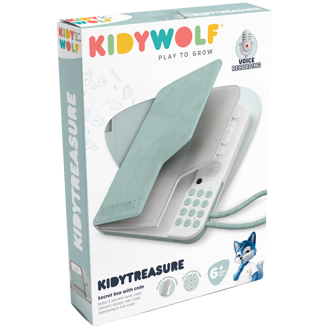 Kidywolf Kidytreasure geheimendoos met cijferslot groen, schuin vooraanzicht