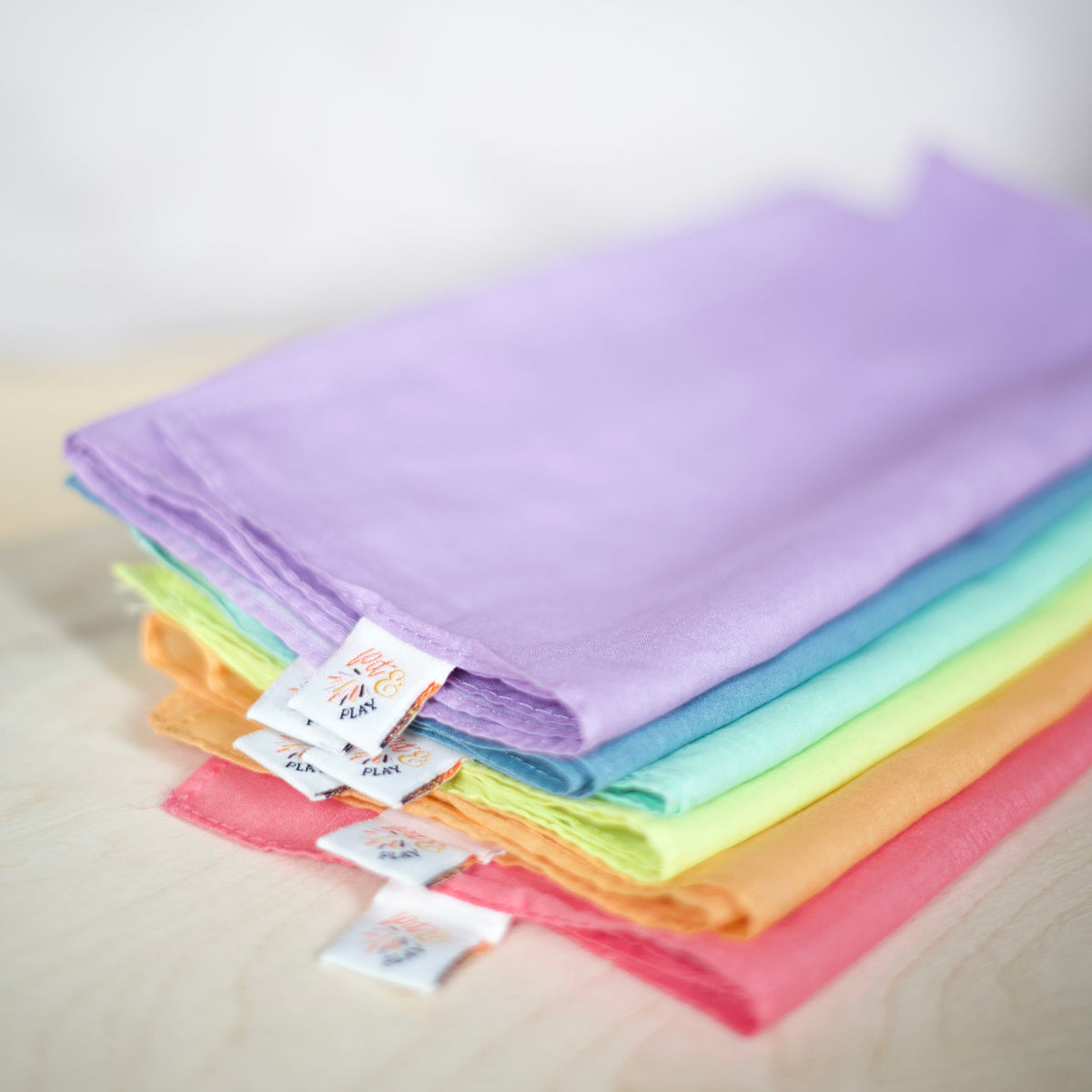 Pit & Play set 6 speeldoeken pastel met gratis grote speeldoek Pastel Fade