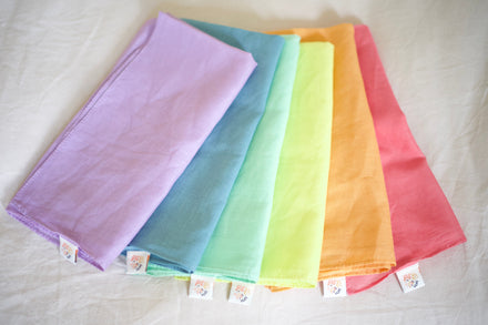 Pit & Play Regenboog Set 6 Speeldoeken 48x48cm | Pastel