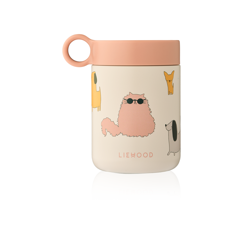 Liewood Kiani Printed Food Jar | Cats And Dogs / Sandy