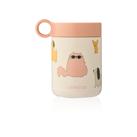 Liewood Kiani Printed Food Jar | Cats And Dogs / Sandy