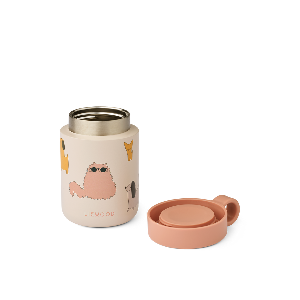 Liewood Kiani Printed Food Jar | Cats And Dogs / Sandy